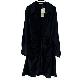 Choosy Deep Plunge Long Sleeve Shirt Dress